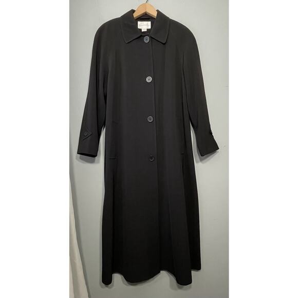 Vintage Worthington Trench Coat Womens Size 10 Black Long Classic Dark Longline - Picture 2 of 11